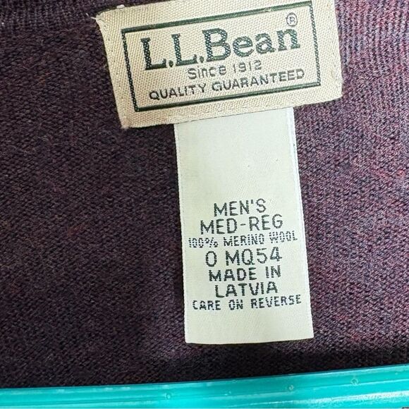 VTG LL Bean Sweater Mens M Purple Merino  Wool Knit Pullover Sweater Outdoor Dad - Picture 2 of 4